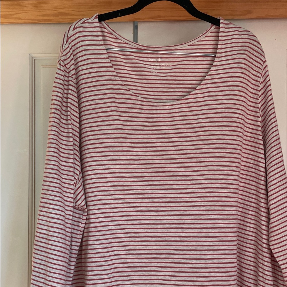 PureJill  (J Jill Brand) Red and Gray Striped Long Sleeve Tee. Size 3X